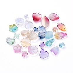 Couleur Mélangete Galvanoplastie perles de verre transparentes, formes mixtes, couleur mixte, 5~21x6~14x3~10mm, Trou: 0.9~1.2mm