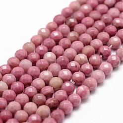 Rhodonite Rhodonite naturelles brins de perles, facette, ronde, 6mm, Trou: 1mm, Environ 57 pcs/chapelet, 14.5 pouces ~ 15.1 pouces
