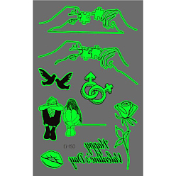 Human Autocollants en papier de tatouages lumineux temporaires à l'épreuve de l'eau amovibles et lumineux, motif humain, 12x7.5 cm