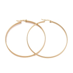 Golden 201 Stainless Steel Big Hoop Earrings with 304 Stainless Steel Pins for Women, Golden, 3x60mm
