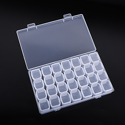 Clear Transparent PP Plastic 28 Grids Bead Containers, with Independent Bottles & Lids, Rectangle, Clear, 17x11x2.5cm