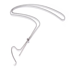 Stainless Steel Color Stainless Steel Slider Necklace Making, with Box Chains, Stainless Steel Color, 24.02 inch(61cm)