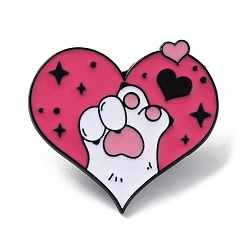 Corazón Pines esmaltados con tema de mascota, garra de gato rosa, bonito kawaii, insignia de aleación negra para mujer, corazón, 27x30x1 mm