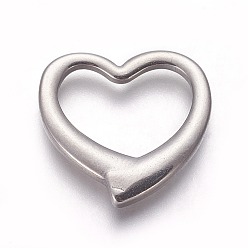 Color de Acero Inoxidable 304 de acero inoxidable que une los anillos, corazón, color acero inoxidable, 24x24x3.5 mm