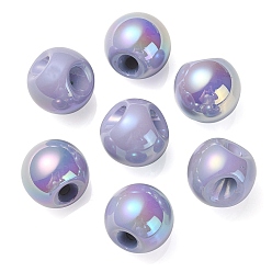Medium Purple UV Plating Rainbow Iridescent Acrylic Beads, Round, Medium Purple, 18.5x19x19mm, Hole: 4mm