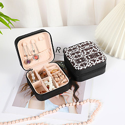 Mouse Boîte d'emballage de bijoux en cuir pu carré imprimé portable pour le stockage de colliers et boucles d'oreilles, souris, 10x10x5 cm