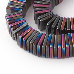 Multi-color Plated Electroplated Non-magnetic Synthetic Hematite Beads Strands, Half Plated, Square Heishi Beads, Thin Slice Beads, Multi-color Plated, 6x6x1mm, Hole: 0.8mm, about 381pcs/strand, 14.96 inch(38cm)