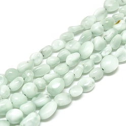 Honeydew Glass Beads Strands, Nuggets, Honeydew, 5~12x5~7x3~4mm, Hole: 0.8mm, about 53~56pcs/strand, 15.55 inch(39.5cm)
