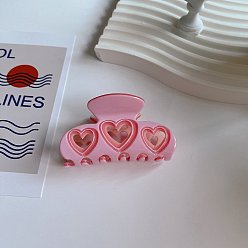 Pearl Pink Heart Cellulose Acetate(Resin) Claw Hair Clips, Hair Accessories for Girl, Pearl Pink, 75x40mm