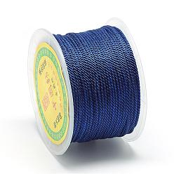 Medium Blue Nylon Threads, Milan Cords/Twisted Cords, Medium Blue, 1.5~2mm, about 54.68 yards(50m)/roll