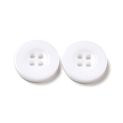 White Resin Buttons, Dyed, Flat Round, White, 22x3mm