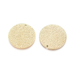 Golden Ion Plating(IP) 304 Stainless Steel Textured Pendants, Flat Round, Golden, 20x1mm, Hole: 1mm