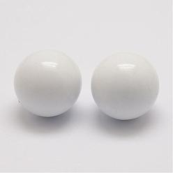 White Brass Chime Ball Beads Fit Cage Pendants, No Hole, White, 16mm