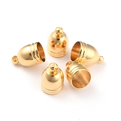 Real 24K Gold Plated Brass Cord End Cap for Jewelry Making, Long-Lasting Plated, Column, Real 24K Gold Plated, 13x9mm, Hole: 1.8mm, Inner Diameter: 8mm