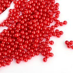 Roja Granos de acrílico de la perla de imitación, ningún agujero, rondo, rojo, 10 mm, sobre 1000 unidades / bolsa