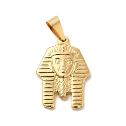 Oro Colgantes de acero inoxidable al vacío 201, encantos del faraón, dorado, 35x25.5x4 mm, agujero: 12x6 mm