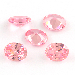 Pearl Pink Oval Shaped Cubic Zirconia Pointed Back Cabochons, Faceted, Pearl Pink, 14x10mm
