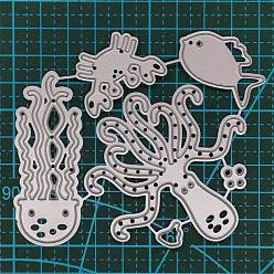 Matte Platinum Color Carbon Steel Cutting Dies Stencils, for DIY Scrapbooking/Photo Album, Decorative Embossing DIY Paper Card, Marine Organism, Matte Platinum Color, 9.4x8cm