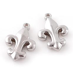 Stainless Steel Color 201 Stainless Steel Pendants, Fleur De Lis, Stainless Steel Color, 18.5x13.5x3.5mm, Hole: 1.5mm