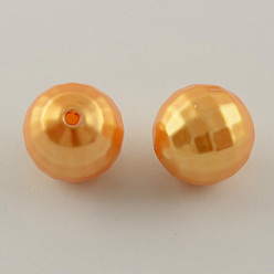 Gold ABS Plastic Imitation Pearl Faceted Round Beads, Gold, 20mm, Hole: 2.5mm, about 122pcs/500g