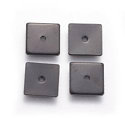 Electrophoresis Black 304 Stainless Steel Spacer Beads, Square, Electrophoresis Black, 6x6x0.9mm, Hole: 1.2mm