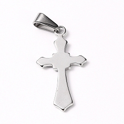 Stainless Steel Color 304 Stainless Steel Pendants, Cross, Stainless Steel Color, 30x16x1.5mm, Hole: 8x3mm