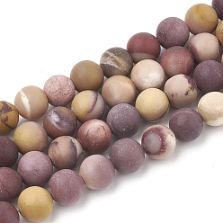 Mokaite Mookaite naturelles brins de perles, givré, ronde, 10mm, Trou: 1.2mm, Environ 37~40 pcs/chapelet, 14.9~15.1 pouce (38~38.5 cm)