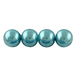 Cyan Oscuro Perlas redondas de perlas de imitación de plástico abs, cian oscuro, 6 mm, Agujero: 1 mm, sobre 4700 unidades / 500 g