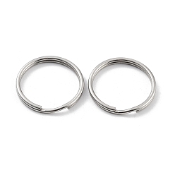 Stainless Steel Color 304 Stainless Steel Split Key Rings, Keychain Clasp Findings, 2-Loop Round Ring, Stainless Steel Color, 25x2.5mm, Single Wire: 1.25mm
