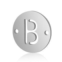 Letter B Conectores de enlaces de acero de titanio, plano y redondo con la letra, color acero inoxidable, letter.b, 12x0.8 mm, agujero: 0.8 mm