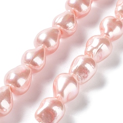 BrumosaRosa Hebras de perlas de concha electrochapadas, pepitas, rosa brumosa, 15x12~12.5x12~12.5 mm, agujero: 1 mm, sobre 27 unidades / cadena, 15.75~15.94 pulgada (40~40.5 cm)
