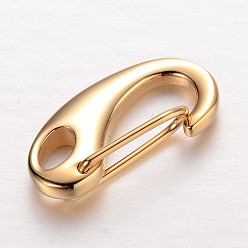 Golden 304 Stainless Steel Keychain Clasp Findings, Ion Plating (IP), Golden, 15~16x7x4mm, Hole: 2x3mm