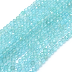 Apatite Natural Apatite Beads Strands, Grade AA, Faceted, Round, 3mm, Hole: 0.5mm, about 113pcs/strand, 15.35 inch(39cm)