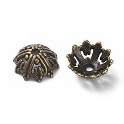 Antique Bronze Tibetan Style Fancy Bead Caps, Lead Free & Cadmium Free, Antique Bronze, 14x6mm, Hole: 2mm