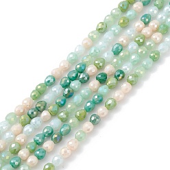 Dark Sea Green Gradient Color Electroplate Glass Bead Strands, AB Color Plated, Faceted, Teardrop, Dark Sea Green, 4.6x4mm, Hole: 1mm, about 99~101pcs/strand, 18.19~18.5 inch(46.2~47cm)