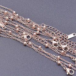 Or Rose 304 collier chaîne satellite en acier inoxydable, pour la fabrication de colliers de perles, or rose, 15.75 pouce (40 cm)