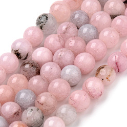 Камень сакуры Натуральные нити из яшмы в цвету сливы, окрашенные, круглые, 10~10.5 мм, отверстие : 1.2 мм, около 37~40 шт / нитка, 14.9~15.1 дюйм (38~38.5 см)