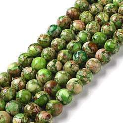 Lime Vert Brins de perles de jaspe impérial naturel, teint, ronde, lime green, 8~8.5mm, Trou: 1~1.2mm, Environ 47~48 pcs/chapelet, 15.16 pouce (38.5 cm)
