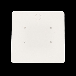 Floral White Paper Jewelry Display Cards, Earring Display Cards, Square, Floral White, 6x6x0.05cm, Hole: 7mm and 2mm