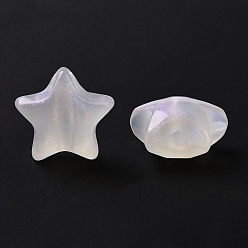 Floral White Luminous Acrylic Beads, Glitter Beads, Glow in the Dark, Star, Floral White, 14x15x8mm, Hole: 2mm, about 580pcs/500g