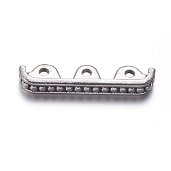 Antique Silver 3 Holes Tibetan Style Alloy Spacer Bars, Lead Free and Cadmium Free, Antique Silver, 24x4x6mm, Hole: 1.5mm