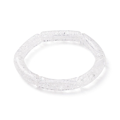 Blanc Bracelet extensible épais en tube incurvé en acrylique pour femme, blanc, diamètre intérieur: 2-1/8 pouce (5.3 cm)