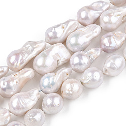 Coquillage De Mer Perle baroque naturelle perles de perles de keshi, perle de culture d'eau douce, nuggets, couleur de coquillage, 13~35x12~16.5x12~16mm, Trou: 0.7mm, Environ 15~26 pcs/chapelet, 15.75 pouces~16.54 pouces (40cm~42cm)