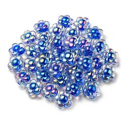Azul Perlas de acrílico transparentes iridiscentes arco iris chapado uv, dos tonos, flor, azul, 15.5x16x9 mm, agujero: 3 mm