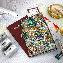 Colorido Kits de cubierta de pasaporte de pintura de diamante diy, incluyendo pedrería de resina, bolígrafo adhesivo de diamante, plato de bandeja y arcilla de cola, colorido, 140x200 mm