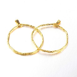 Oro Latón anillo de grandes colgantes, dorado, 45x42x2 mm, agujero: 5x2 mm