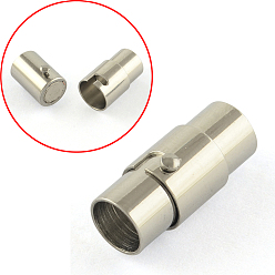 Stainless Steel Color Smooth Surface 316 Surgical Stainless Steel Locking Tube Magnetic Clasps, Column, Stainless Steel Color, 18x8x8mm, Half Hole: 6mm