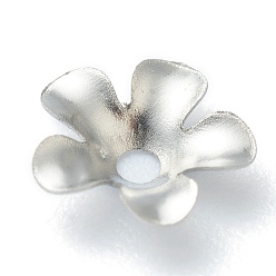 Stainless Steel Color 304 Stainless Steel Bead Caps, 5-Petal, Flower, Stainless Steel Color, 6.5x1.6mm, Hole: 1.2mm