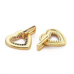 Real 16K Gold Plated Brass Micro Pave Cubic Zirconia Pendants, Nickel Free, Heart, Real 16K Gold Plated, 15x15.5x4mm, Hole: 2x8mm