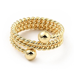 Real 18K Gold Plated Brass Ball Triple Layer Wrap Ring for Women, Cadmium Free & Lead Free, Real 18K Gold Plated, US Size 6 3/4(17.1mm)